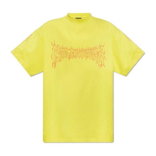 T-shirt met logo-print Balenciaga , Yellow , Heren