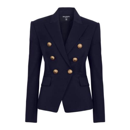 Wol dubbelbreasted jasje Balmain , Blue , Dames