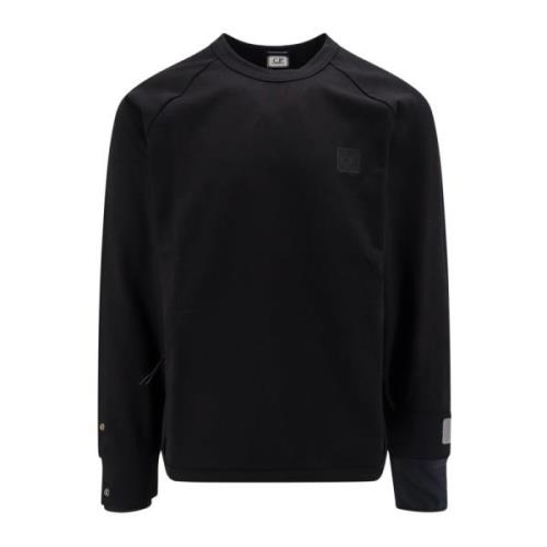 Zwart Crew-neck Sweatshirt met Nylon Inzetstukken C.p. Company , Black...