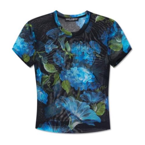 T-shirt met bloemenmotief Dolce & Gabbana , Blue , Dames