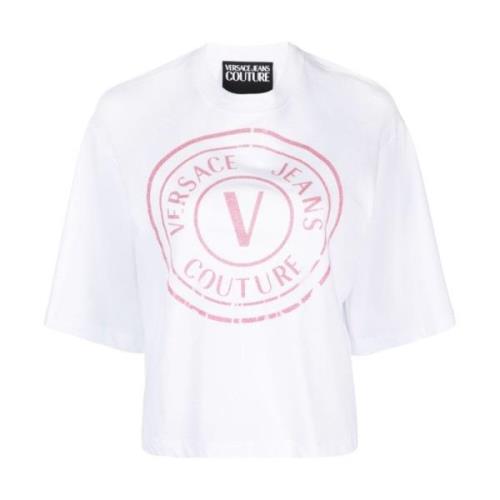Witte T-shirts Polos voor Vrouwen Versace Jeans Couture , White , Dame...