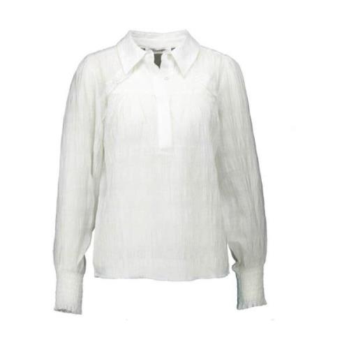 Elegante Witte Blouse met Ruches Co'Couture , White , Dames