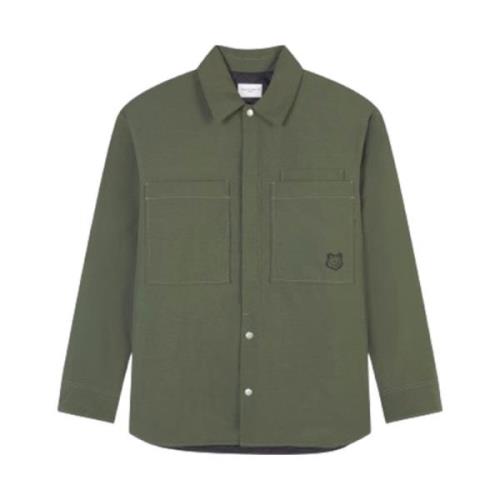 Gewatteerd Overshirt met Opvallende Vos Patch Maison Kitsuné , Green ,...