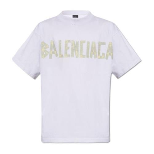 T-shirt met logo-print Balenciaga , White , Heren