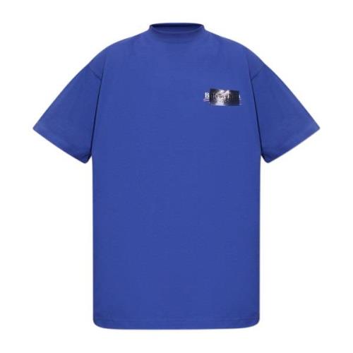 T-shirt met logo Balenciaga , Blue , Heren