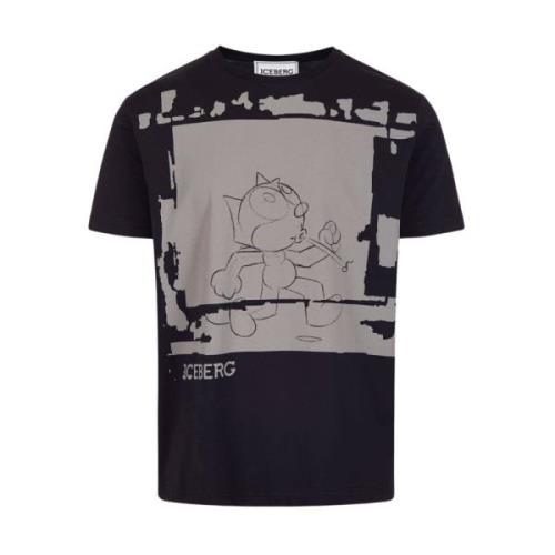 Felix Zwart T-shirt Iceberg , Black , Heren