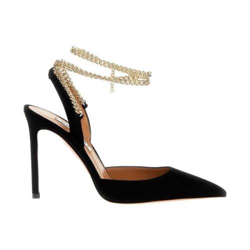 Zwarte Leren Slingback Pumps Aquazzura , Black , Dames