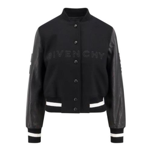 Zwarte Wollen Jas met Drukknoopsluiting Givenchy , Black , Dames