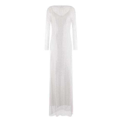 Witte jurk met borduurwerk en afneembare satijnen onderjurk Max Mara ,...