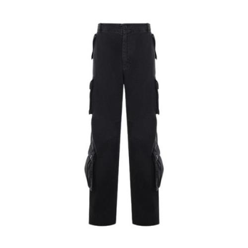 Zwarte Denim Cargo Jeans met Logo Plaque Dolce & Gabbana , Black , Her...