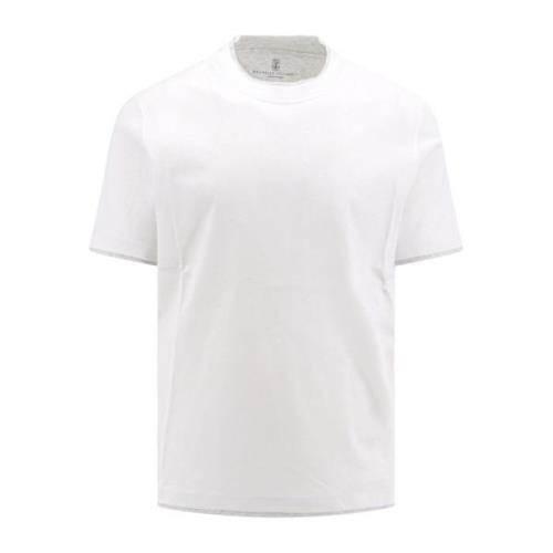 Wit Crew-Neck T-Shirt Brunello Cucinelli , White , Heren