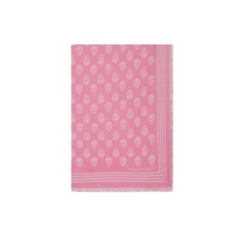 Sjaal met schedelprint en franjes Alexander McQueen , Pink , Dames