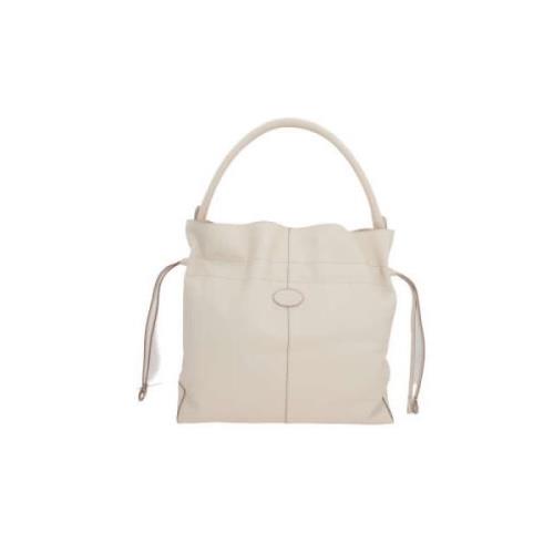 Witte Gehamerde Leren Handtas met Rutenio Hardware Tod's , White , Dam...