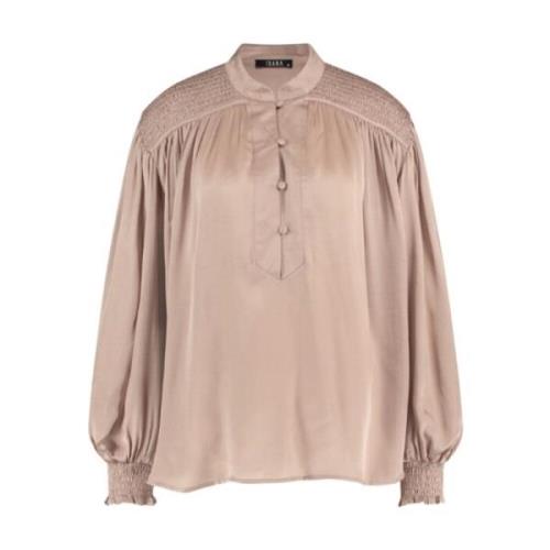 Zachte Taupe Smocked Blouse Ibana , Beige , Dames