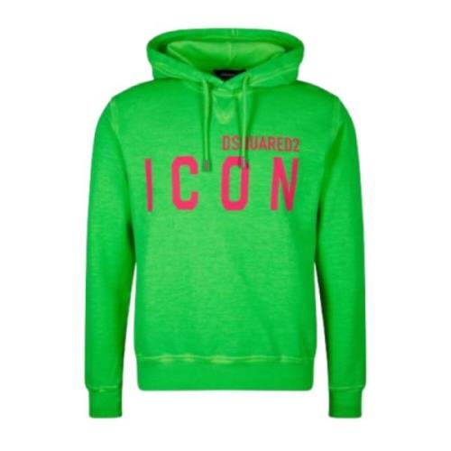 Fluorescerende hoodie met iconisch logo Dsquared2 , Green , Heren