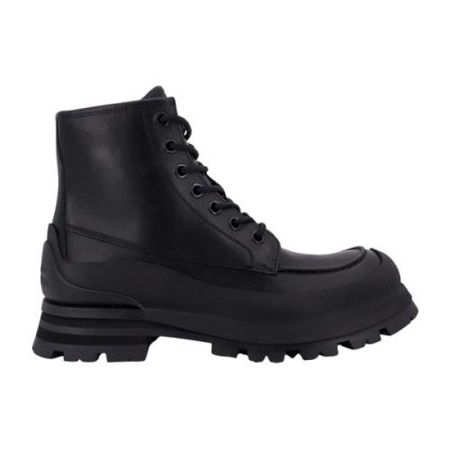 Italiaanse Leren Veterschoenen Alexander McQueen , Black , Heren