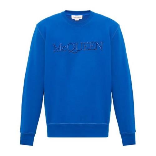 Sweatshirt met logo Alexander McQueen , Blue , Heren