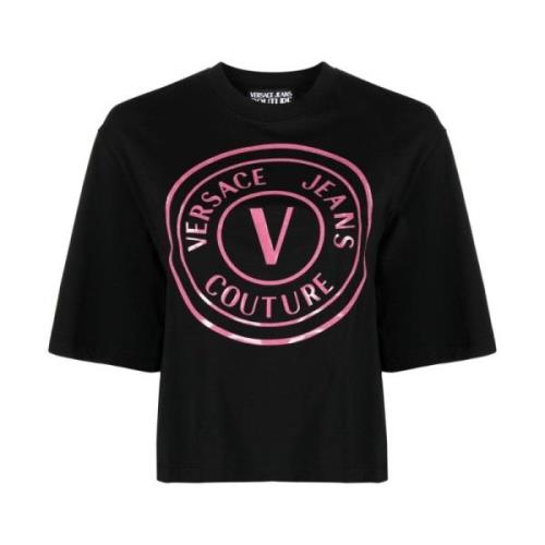 Zwarte T-shirts Polos voor vrouwen Versace Jeans Couture , Black , Dam...