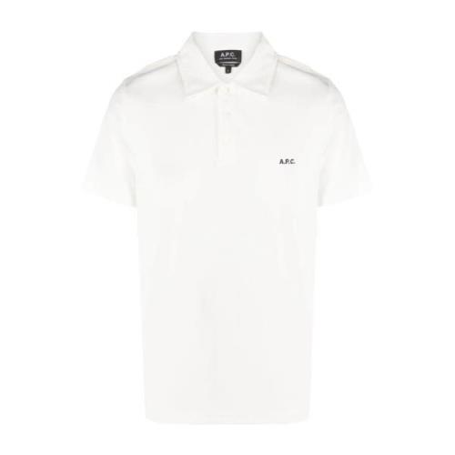 Witte Polo T-shirts met Logo Borduursel A.p.c. , White , Heren