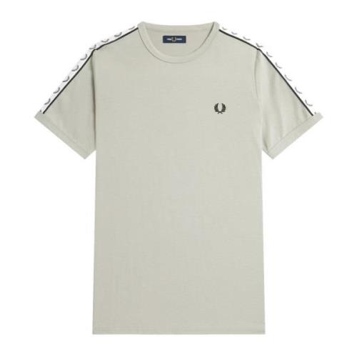 Ringer T-shirt met Laurel Crown Tape Fred Perry , Gray , Heren