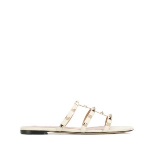 Ivory Leren Sandalen Valentino Garavani , White , Dames