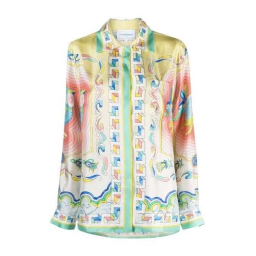 Zijden Souvenir Print Shirt Casablanca , Multicolor , Dames