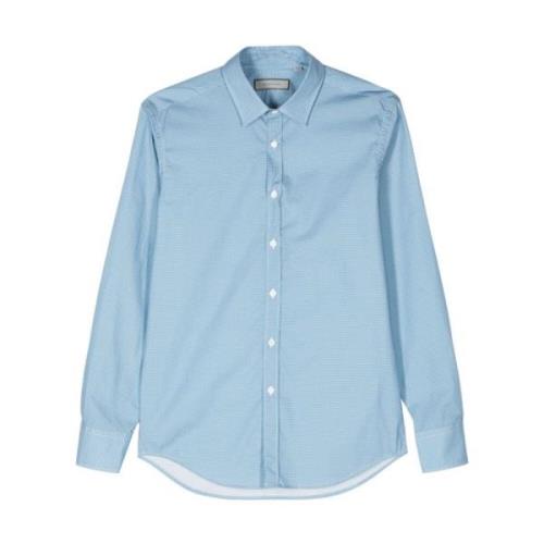 Blauw Overhemd met Micro Patroon Canali , Blue , Heren