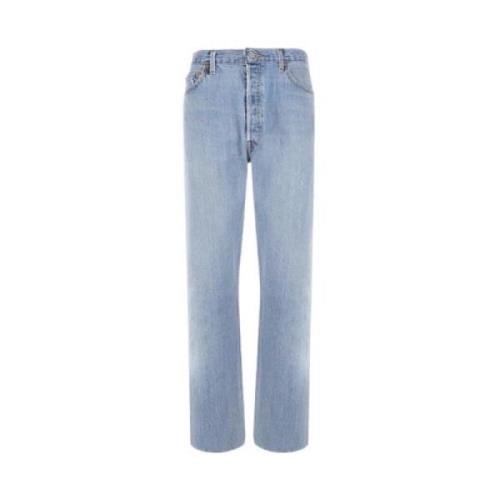 Hoge Taille Cropped Jeans in Blauw Denim Re/Done , Blue , Dames