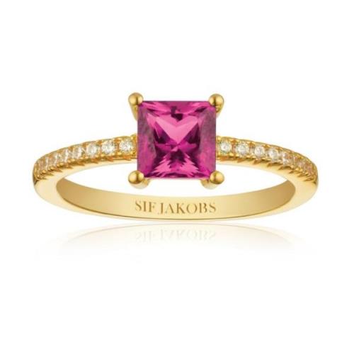 Quadrato Roze CZ Ring Sif Jakobs Jewellery , Yellow , Dames