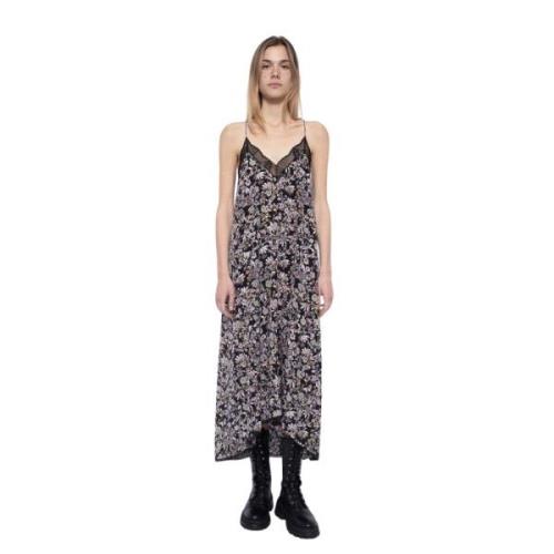 Zwarte Zijden Jurk met Print voor Vrouwen Zadig & Voltaire , Black , D...