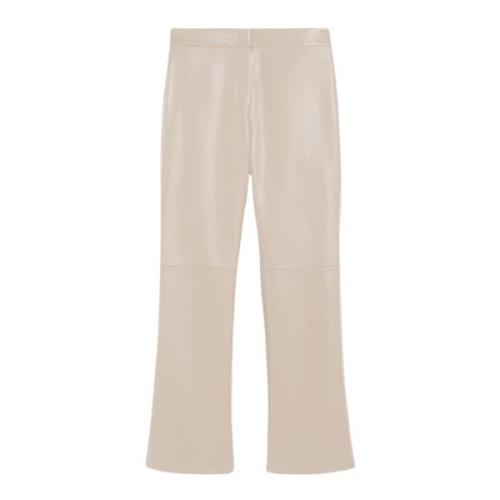 Beige Broek van Gecoat Stof Max Mara , Beige , Dames