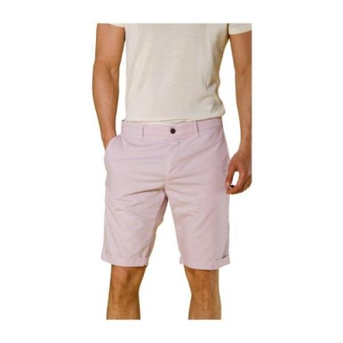 Stretch Gabardine Bermuda Shorts - Regular Fit Mason's , Pink , Heren