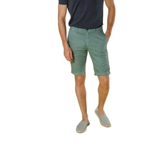 Stretch Gabardine Bermuda Shorts - Regular Fit Mason's , Green , Heren