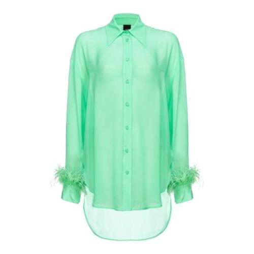 Lang shirt met veren Pinko , Green , Dames