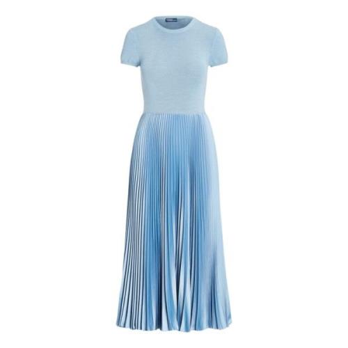 Blauwe Hybride Midi Jurk Ralph Lauren , Blue , Dames