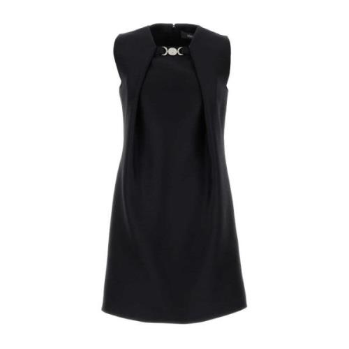 Zwarte twill mini-jurk Versace , Black , Dames