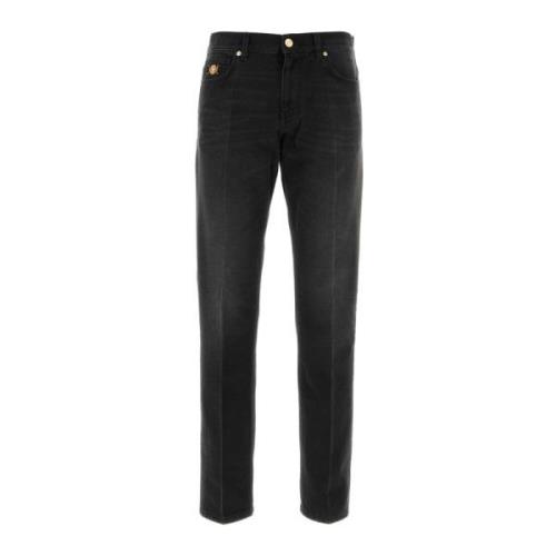 Zwarte Denim Jeans - Stijlvol en Trendy Versace , Black , Heren