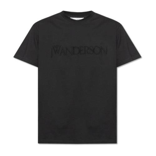 T-shirt met logo JW Anderson , Black , Heren