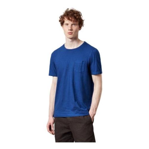 Katoenen Jersey T-shirt met Borstzak Massimo Alba , Blue , Heren