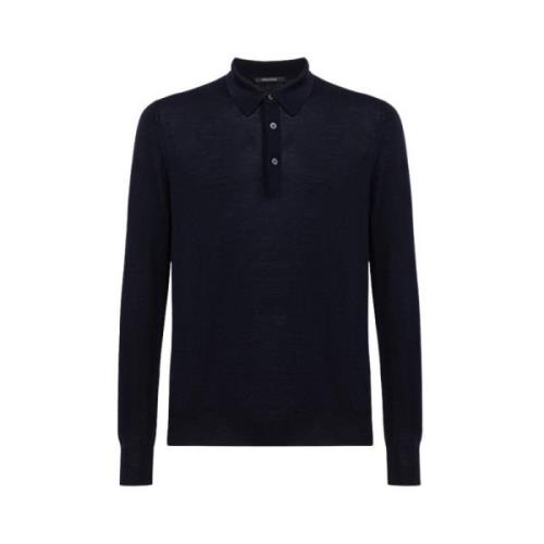 Italiaanse Wol Polo Shirt Tagliatore , Blue , Heren