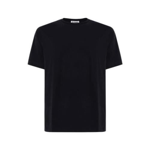 Effengekleurde Katoenen Scoop Neck T-Shirt Jil Sander , Black , Heren