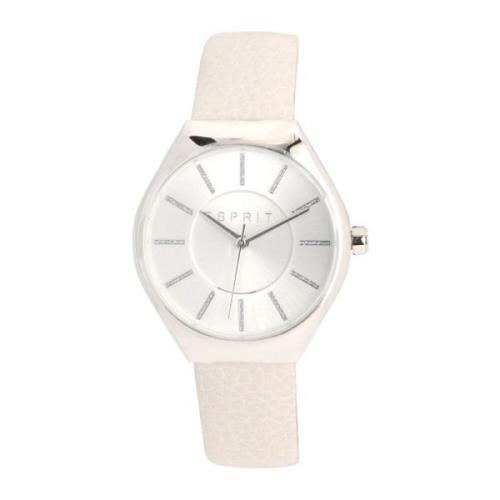 Klassiek Zilveren Analoge Horloge met Leren Band Esprit , Beige , Dame...