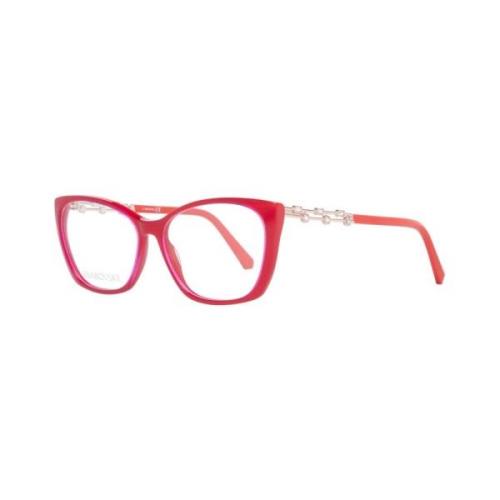 Rode Dames Rechthoekige Optische Brillen Swarovski , Red , Dames
