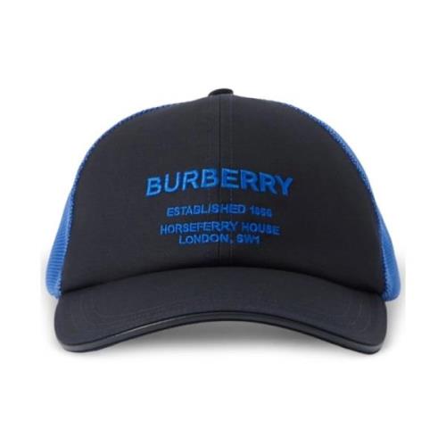 Navy Logo Baseball Cap Mesh Design Burberry , Blue , Heren