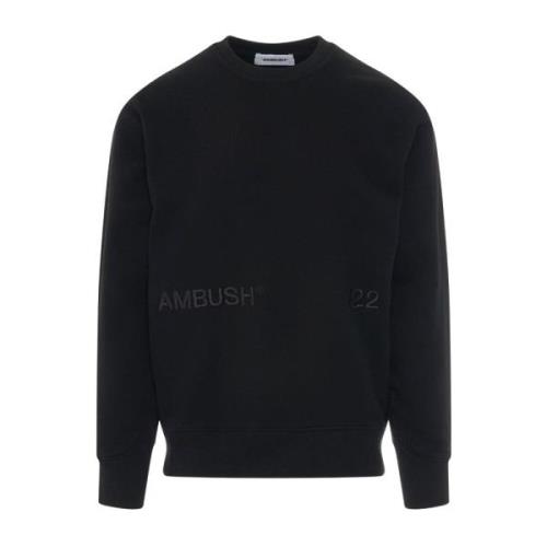 Zwarte Katoenen Sweatshirt met Logo Detail Ambush , Black , Heren