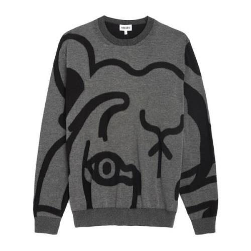 Heren Sweatshirt met Abstracte Tijgerprint Kenzo , Gray , Heren
