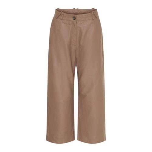 Wijde 3/4 Leren Broek Btfcph , Brown , Dames