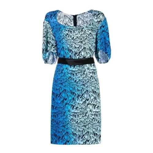 Blauwe Jurk met Korte Mouwen Stella McCartney , Blue , Dames