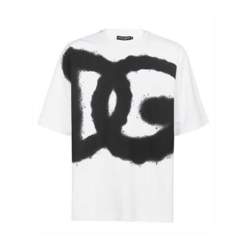 Luxe katoenen logo T-shirt Dolce & Gabbana , White , Heren