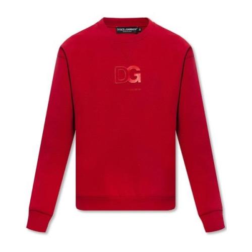 Rode Sweatshirt met Logo Relief Dolce & Gabbana , Red , Heren